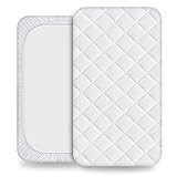 Crib Mattress Protector, Waterproof Pad Cover for 52' × 28', Breathable Ultra Soft Cotton Toddler Crib Mattress Pad Protective Fit Baby Bed, Cradle Mattress Cover (1-Pack, White)