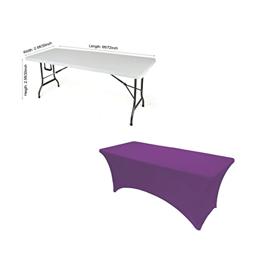 Gowinex 6Ft Purple Stretch Spandex Table Cover Tablecloth For Rectangular Fitted Folding Table #TOP3