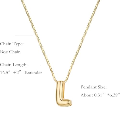 Image of Gold Letter Necklace 14k Gold Plated Necklace Cute Bubble Letters Choker Necklace for Women And Girls Trendy Jewelry Gifts
