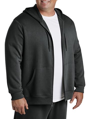 Dxl Big And Tall Essentials Full-Zip Fleece Hoodie, Black, 4Xlt #TOP21