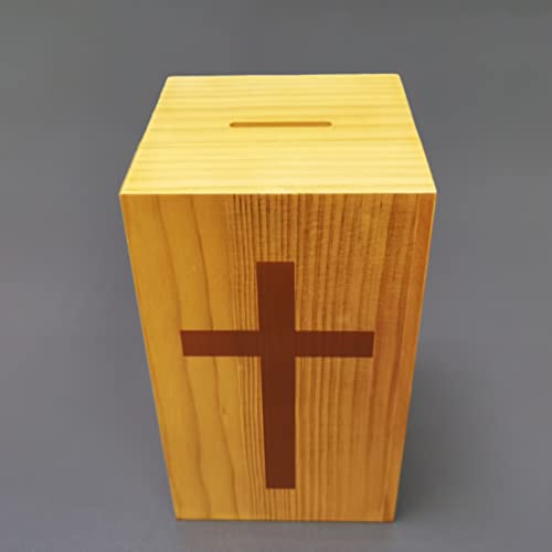 Caja de donaciones pequeña de madera 4 x 4 x 7 pulgadas miniatura 4