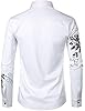 PARKLEES Men's Hipster Rose Floral Print Design Slim Fit Long Sleeve Button Up Party Dress Shirt White Black XL #2