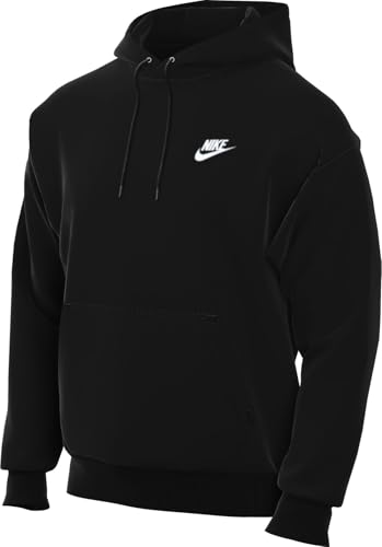 Nike Club Fleece Men's Oversized French Terry Pullover Hoodie (HJ1816-010, Black/Black/White)