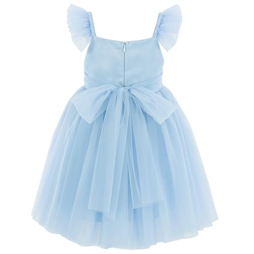 Flofallzique Toddler Tutu Dress Summer Flutter Sleeve Infant Baby Birthday Party Girls Tulle Dress for 1-6 Y2