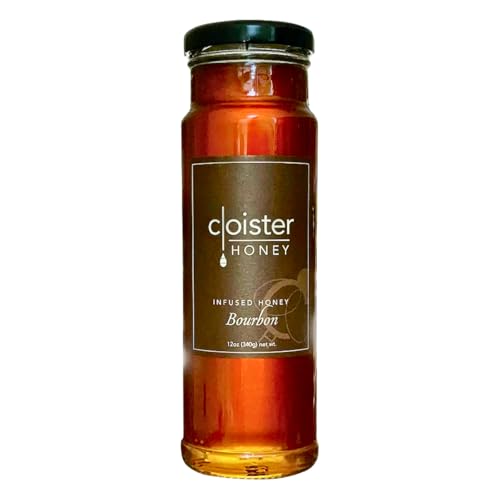 Cloister Honey Infused Honey - Bourbon (12 oz) | Hand Crafted | Raw Artisan Honey | 100% Pure, Raw & Unfiltered | All Natural | Made in USA |