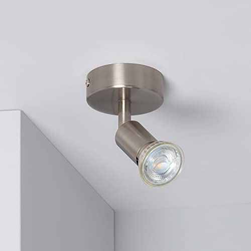 LEDKIA LIGHTING Aplique Orientable Aluminio Oasis 1 Foco Plata 130xØ80 mm Plata GU10 Aluminio Decoración Salón, Habitación, Dormitorio