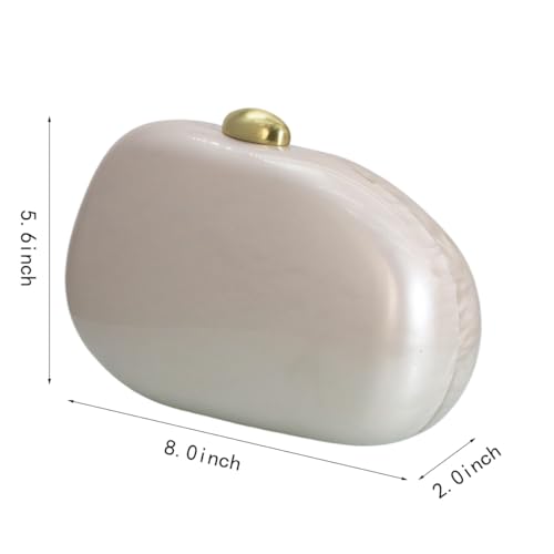 Image of Women Elegant Acrylic Stone Shape Chain Crossbody Bag Chic Marble Shell Purse Wedding Handbag for Banquet Party