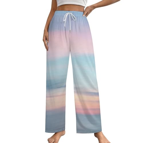 Pantalon de pyjama femme nuages colorés avec poches taille S