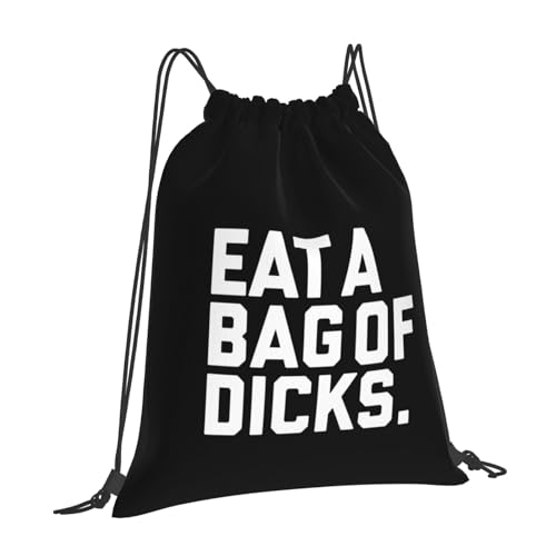 Eat A Bag of Dicks Drawstring Bags, Lightweight Gym Sack with Adjustable Cord, Water-Resistant Sports Backpack for Men Women, Travel, Yoga, College (Black)3