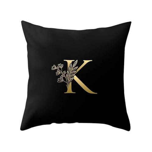 GREENLANS-1 Funda de cojín Cuadrada con Letras inglesas de Greenlands, para sofá, Cama, Coche, cafetería, Oficina, decoración, K, Talla única