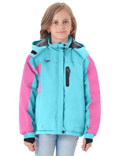 Image of GEMYSE Girl's Waterproof Ski Snow Jacket Hooded Fleece Lined Windproof Winter Jacket