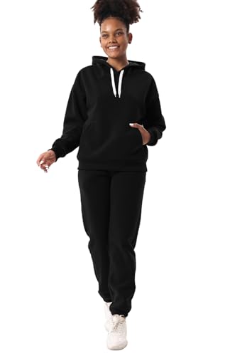 Image of Facitisu Women Fleece Sweatsuit 2 Piece Outfit Winter Warm Sherpa Lined Tracksuit Zip Up Hoodie Sweatshirts and Sweatpants