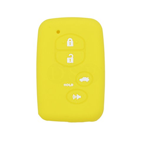 BROVACS Silicone Cover Protector Case Holder Skin Jacket Compatible with TOYOTA Avalon RAV4 Camry Venza Prius 4 Button Smart Remote Key Fob CV2405 Yellow - Image 2