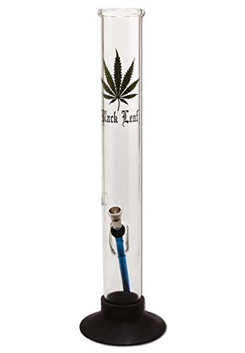 Black Leaf Wasserpfeife, Kolben-Bong, Glasbong | 40 cm | klar | robustes BOROSILIKATGLAS | von bong-discount