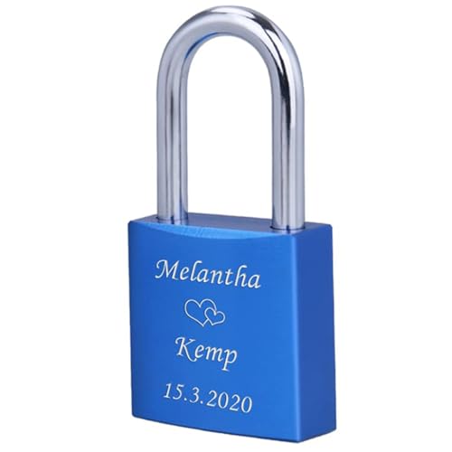Dinikally Individually Engraved Love Lock, Personalized Name Lock with Key, Valentine's Day Gift, Free Engraving (Lavender)