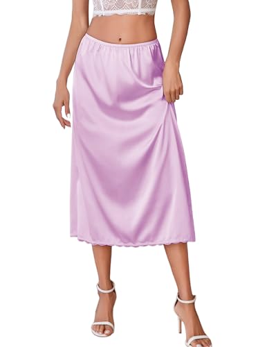 Image of Avidlove Women's Satin Half Slip 36 inch Lace Long Underskirt S-XXL