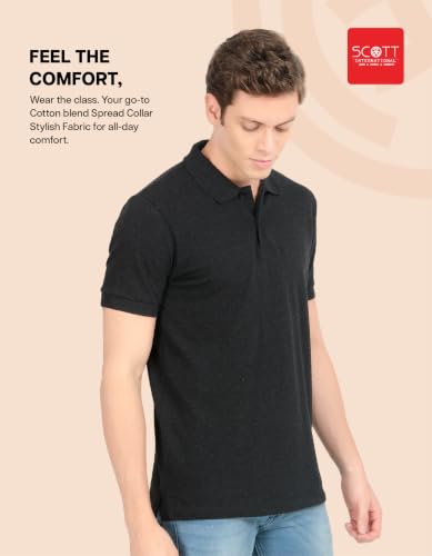 Image of Scott International Men's Cotton Polo T-Shirt | Six Degrees Soft & Breathable Collared T-Shirt | Half Sleeve Regular Fit Casual Wear | Comfortable Everyday Polo T-Shirt for Men