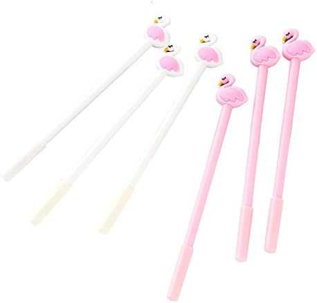 Hujinlder Lovely Cartoon 0.5mm Flamingo Shape Black Gel Ink Pen - 6pcs
