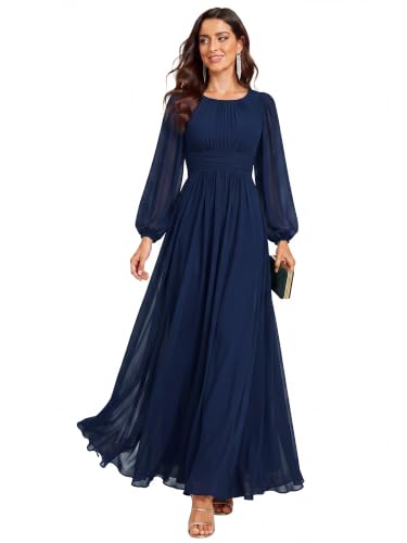 Image of Ever-Pretty Women's Chiffon Long Sleeve Formal Wedding Guest Dresses