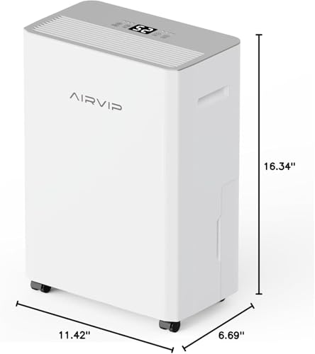 Image of 34 Pints Dehumidifiers for Home with 6.56ft Drain Hose, Smart Humidity Control, Max 2441 Sq.Ft Quite & Energy Efficient Dehumidifier for Basement Bedroom Bathroom with Auto Shut Off, 2.5 L Water Tank | 2441 Sq.Ft. Coverage,6.56 ft Drain Hose,LED Display,Quiet,2.5L Water Tank,Auto Defrost,360Wheels