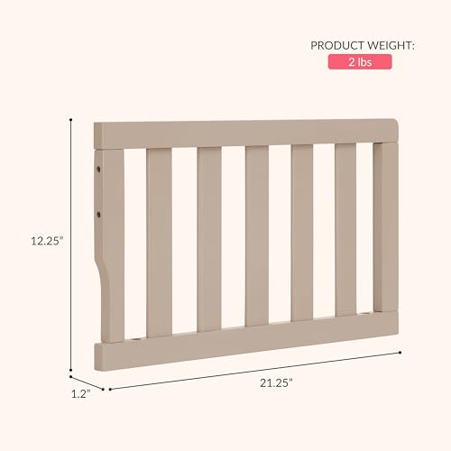 Image of Dream On Me Toddler Guard Rail for Convertible Crib, Solid Wood Bed Rail for Toddler Bed Conversion, Almond Butter