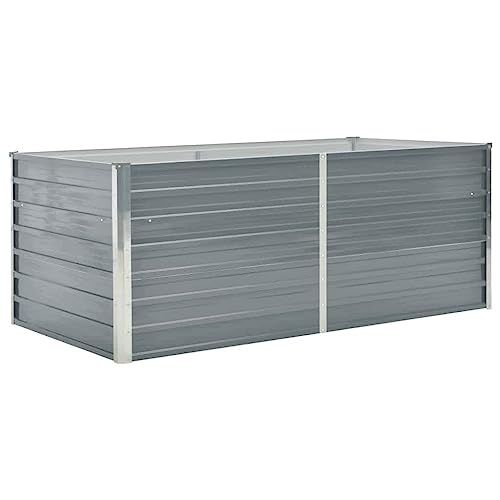 vidaXL Raised Garden Bed - Galvanized Steel Planter for Outdoor, Patio, Deck - Gray, 63