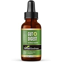 Herbal Goodness Gut Digest Plus 1oz Liquid Digestive & Enzyme Support Herbal Supplement with Digestive Enzymes, Fiber for Gut Health & Immunity Boost