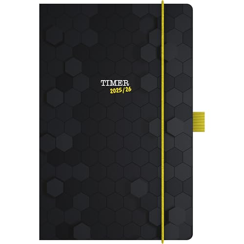 Alpha Edition - Schülerkalender Classic Schwarz 2026 – Schulplaner DIN A5 (ca. 13×20 cm) mit Hardcover, Magnetverschluss & Wochenübersicht, robuster Terminplaner für Schüler, inkl. Sticker