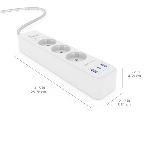 Regleta con 3 tomas y cable de 1,5m ideal para conectar el televisor y la consola en el salón 6