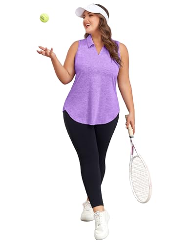 FOREYOND Plus Size Sleeveless Golf Shirt