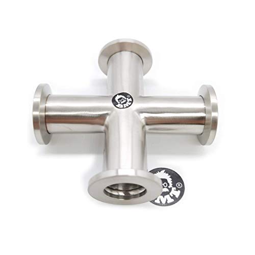 Image of bmotiontech Superior Grade - Cross 4-Ways KF16 Flange Vacuum Adapter, All Ends with KF-16 (NW-16) Flange, Made of Stainless Steel 304, for high Vacuum (KF16 Cross)