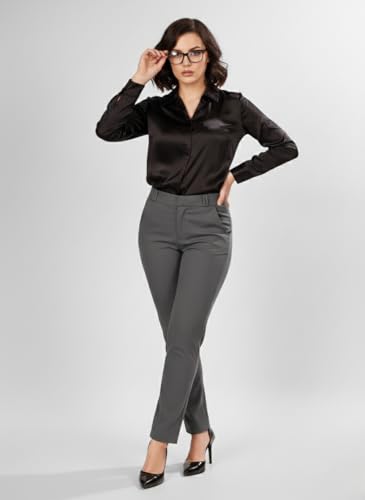 Image of modny Formal Trousers for Women Premium Polycotton, Regular Fit, Straight Pant for Girls | Ideal for Office, College & Professional Wear
