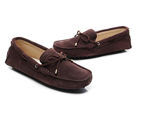 Image of ANUFER Women's Classic Suede Penny Loafers Comfort Handmade Slipper Moccasins