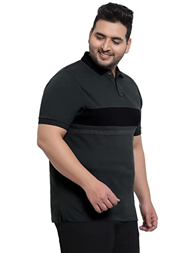 Kalt Men Half Sleeves Polo Neck Cotton Blend Striped T-Shirt