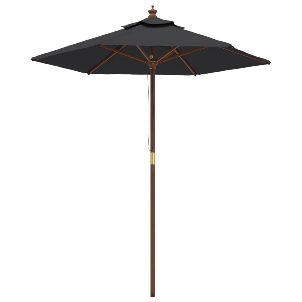 Genérico Sombrilla de jardín con Poste de Madera Negro 196x231 cm,Casa y jardín,Jardín,Artículos de Exterior,Sombrillas-363165