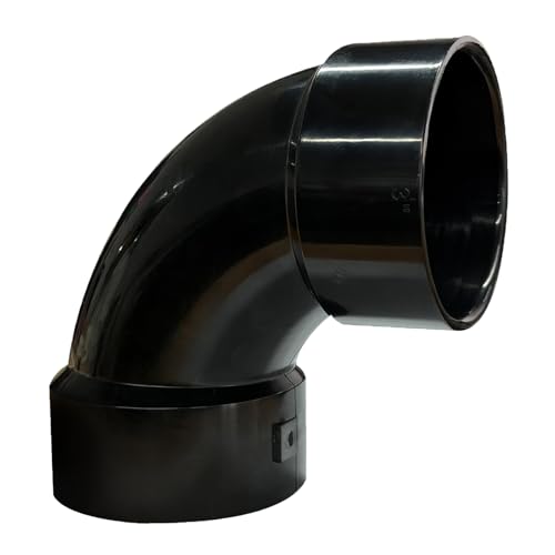 Image of LESSO 3 inch ABS 90 Degree Sweep Elbow, DWV 3 inch ABS Pipe Fittings, High Flow Capacity for Plumbing and Pool Systems, Black