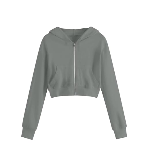 Hoodies for Teen Girls Zip up Long Sleeve Cropped Hooded Sweatshirt Lightweight Cute Y2k Kids Trendy Fall Jacket Coat