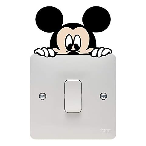 PRO CUT GRAPHICS - 1 x Mickey Mouse Peeking Light Switch Wall Art Nursery Sticker Vinyl Decal Minnie Bedroom Girls Boys (Full Colour Print) Cover