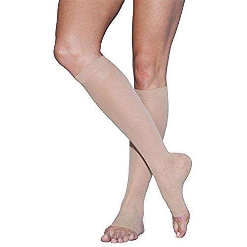 Image of SIGVARIS Women's Style Sheer 780 Open Toe Calf-High Socks 20-30mmHg - Mocha - Large Long