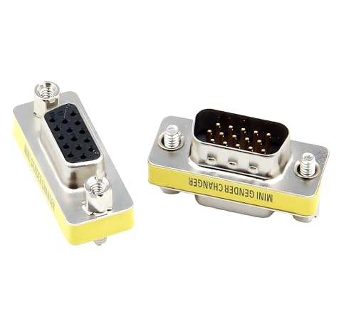 Image of VGA SVGA HD15 Female to Male Mini Gender Changer Coupler Adapter (2 Pieces) VGA F /M
