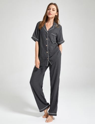 Image of Womens Muslin Pajama Set 100% Cotton Double Gauze Linen Like