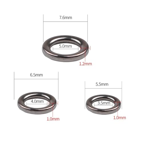 Anillos sólidos de pesca 100 piezas acero inoxidable miniatura 2