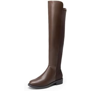 DREAM PAIRS Women's Knee High Boots, Platform Chunky Heel Thigh High Fashion Over The Knee Boots, SDOB2407W 6.5 Brown-pu