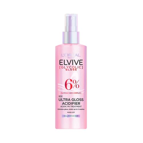 LOréal Paris Elvive Glycolic Gloss Leave-in Treatment for Dry and Frizzy Hair Spray with Glycolic Acid for a Shine Boost 150 ml