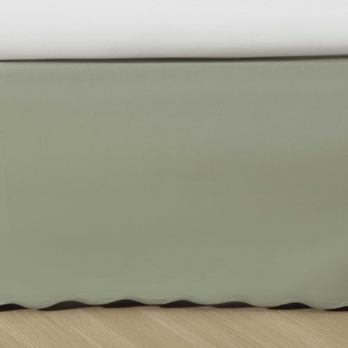 Stone Cottage - Queen Bedskirt, Cotton Tailored Bedskirt with Split Corners, Simple Stylish Home Decor (Solid Green, Queen)