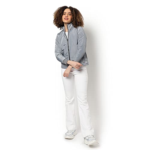 Image of PINACOLADA Women's Puffer Regular Fit Bomber Jacket For Winter Wear | Standing Collar | Full Sleeve | Zipper | Casual Jacket For Woman & Girl | Western Stylish Jacket For Women