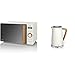 Swan Nordic Micro-ondes numérique 20 L, 6 niveaux de fonctionnement, 800 W puissance & Nordic Bouilloire électrique ultra rapide sans fil Design moderne 1,7 l 2200 W Poignée effet bois Blanc