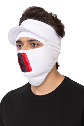 Image of Gajraj Unisex Cotton Anti Pollution Dust Sun Protecion Full Face Cover Mask with Air Filter Mesh and Visor (White) (Mask with Air filter and Visor)