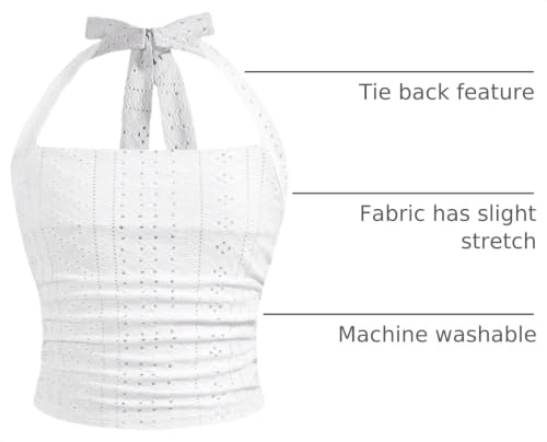 Image of Floerns Girl's Eyelet Embroidery Sleeveless Halter Vest Solid Ruched Crop Tank Top