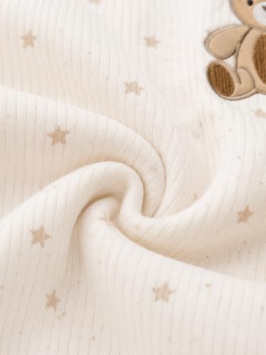 Image of TuddyBuddy Baby Cotton Wearable Quilted Sleeping Bag Blanket 1.5 Tog with 2 Way Zipper Closure | Ideal for Babies & Kids Hypoallergenic Fabrics | (Teddy & Stars AOP - White, 6-12 Months)